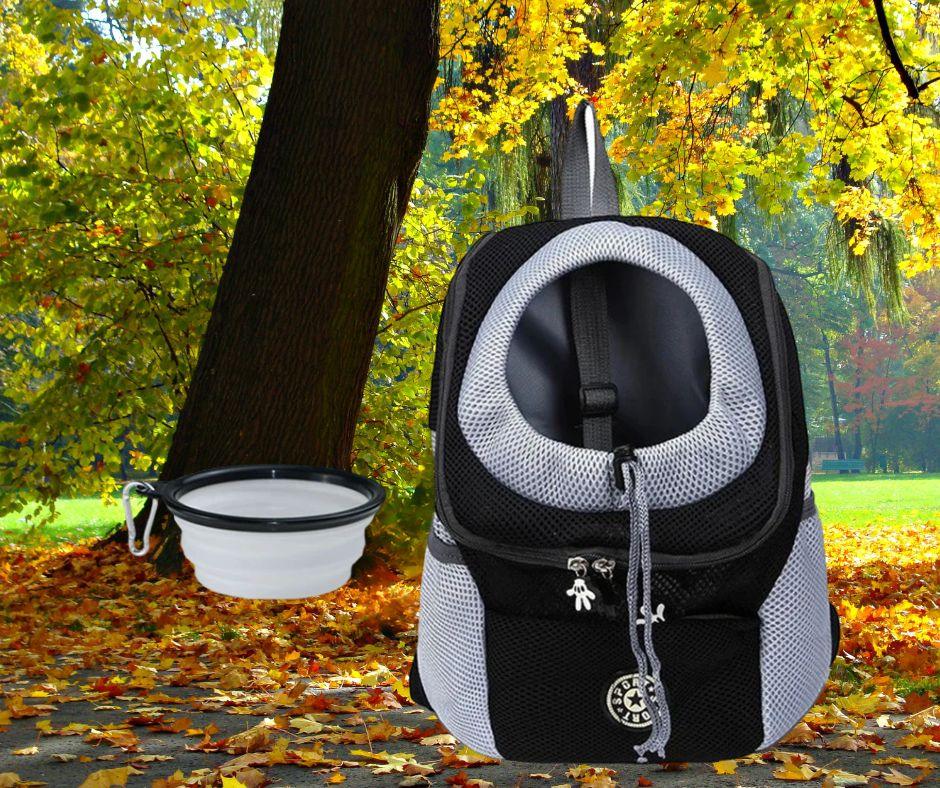 sac-de-transport-pour-chien-backpakdog™-sac-noir-gamelle